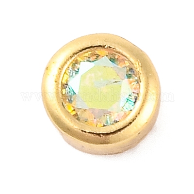 Покрытие стойки плоские круглые латунные кабошоны из микропаве из кубического циркония KK-F874-03G-08-1