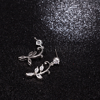 Комплекты серег и ожерелий из латуни с микропаве из прозрачных кубических цирконий FS-WG00B63-01-1