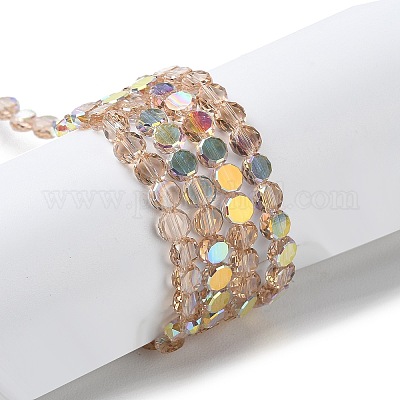 Прозрачные стеклянные бусины гальваническим пряди GLAA-Q099-A01-02-1