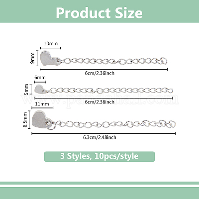 30 шт. 3 стиля удлинитель цепи из нержавеющей стали 304 STAS-DC0016-79P-1
