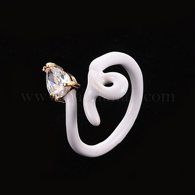 Латунные кольца из манжеты с прозрачным цирконием RJEW-S045-116J-NR-1