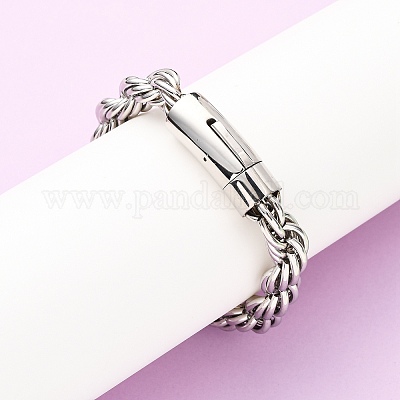 Браслеты из нержавеющей стали 304 с цепочкой и веревкой для мужчин и женщин BJEW-C124-03B-P-1