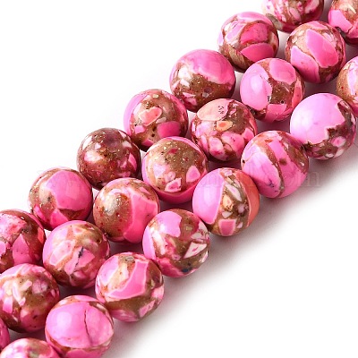 Нити окрашенных бусин из натурального магнезита G-L617-D01-8mm-06-1