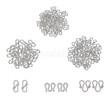UNICRAFTALE About 120pcs 3 Styles Hook Clasps 304 Stainless Steel S-Hook Clasps M Hook Clasps Hook Clasps Necklace Clasp Connectors S-Shaped Hook for Necklace Jewelry Making STAS-UN0007-59P-1