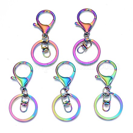 Aufgeteilte Schlüsselringe aus Legierung mit Gestellbeschichtung in Regenbogenfarben PALLOY-N163-181-1
