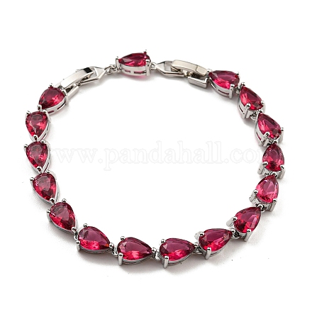 Браслеты из латуни с покрытием из кубического циркония и каплевидными звеньями для женщин BJEW-H604-01P-06-1