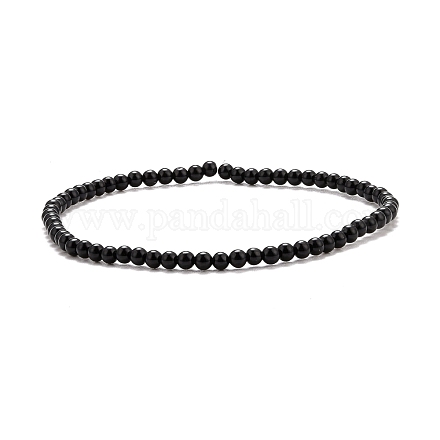 Mini bracciali elasticizzati con perline in onice nero naturale BJEW-JB07669-01-1