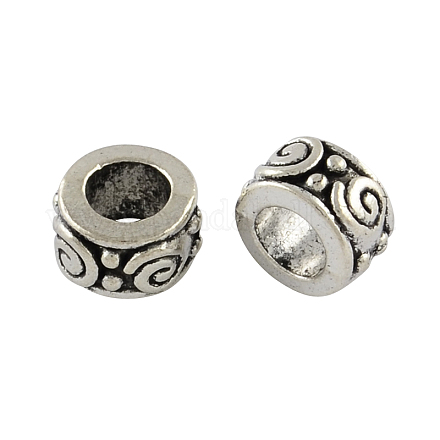 Alliage de zinc de style tibétain rondes plat perles européennes MPDL-R038-066AS-RS-1