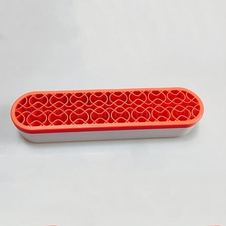 多目的ppプラスチック収納ボックス  化粧ブラシホルダー用  ペン軸  歯ブラシホルダー  口紅ホルダー  コラム  レッド  21x3.5x4.9cm MRMJ-WH0072-03C-1
