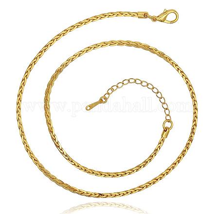 Real 18K Gold Plated Eco-Friendly Brass Wheat Chains for Necklaces NJEW-BB07847-G-1