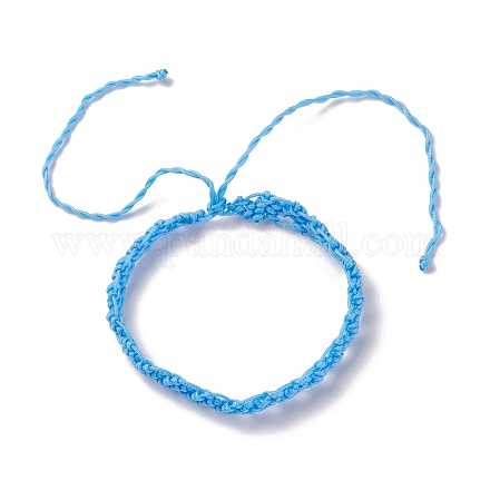 ナイロン糸編組コードブレスレット  女性のための幸運な調節可能なブレスレット  ディープスカイブルー  内径：2~4-3/4インチ（5.1~12.1cm） BJEW-JB07412-02-1