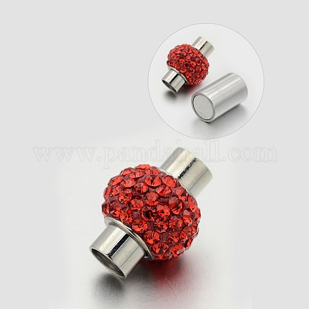 Rondelle 304 grade A acier inoxydablee strass en pâte polymère fermoirs magnétiques RB-N042-6mm-01F-1