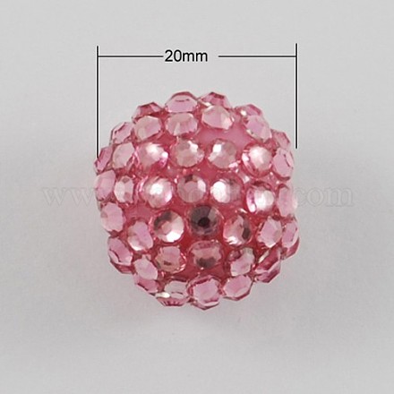 Gruesos abalorios de la bola bubblegum resinrhinestone redondas X-RESI-S260-20mm-S17-1