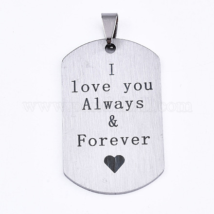 201 Stainless Steel Quote Pendants STAS-T044-225P-1