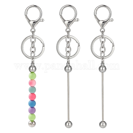 Porte-clés perlé en barre de laiton KEYC-CJ0001-04-1