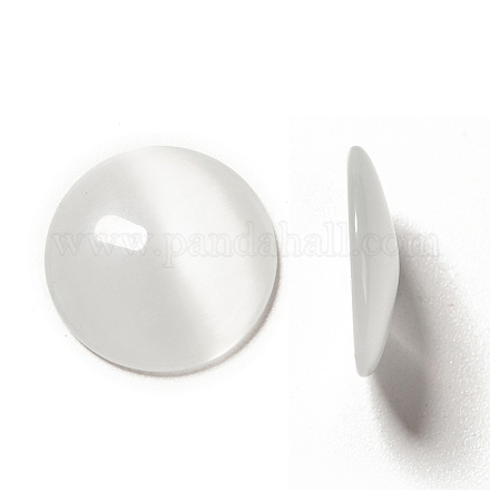 キャッツアイガラスカボション  半円/ドーム  ホワイト  直径約18mm  厚さ4.8mm CE072-18-9-1