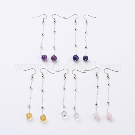 Natural Gemstone Beads Dangle Earrings EJEW-JE02416-1