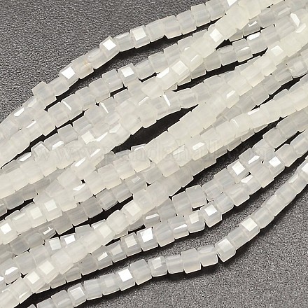 Faceted Cube Imitation Jade Glass Beads Strands EGLA-J133-A03-1
