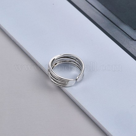 男性のための調節可能な真鍮の袖口の指輪  アンティークシルバー RJEW-BB70605-1