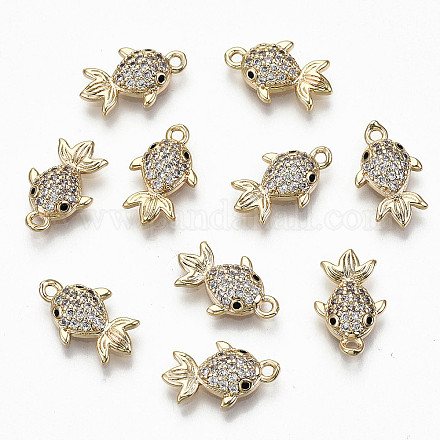Brass Micro Pave Clear Cubic Zirconia Charms X-RJEW-T063-33G-NF-1