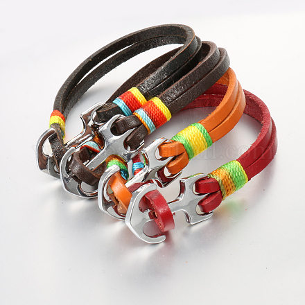 Bracelets multi-rangs avec cordon en cuir BJEW-P128-29-1
