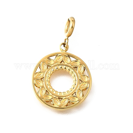 Плоская круглая подвеска с цветком из нержавеющей стали 304 STAS-H202-38G-1