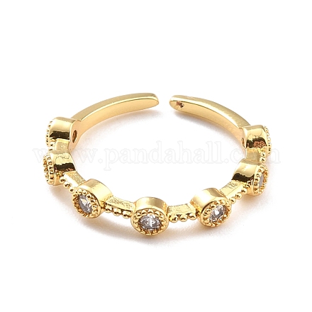 Прозрачное кубическое циркониевое плоское круглое открытое кольцо-манжета для женщин RJEW-C018-07G-1