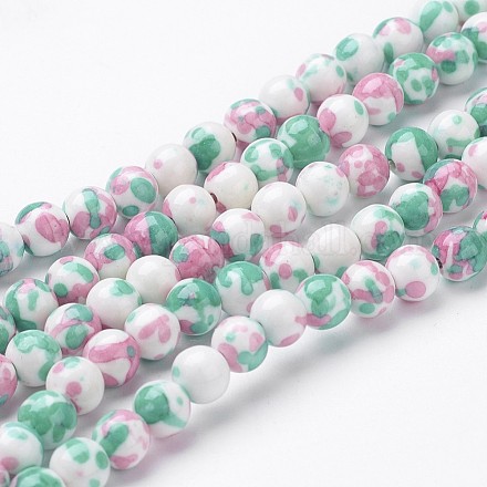 Chapelets de perles en jade de océan blanc synthétique G-J350-8mm-06-1