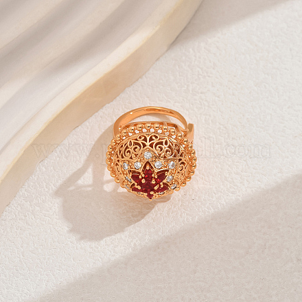 Регулируемые геометрические полые кольца-манжеты из латуни с микропаве из кубического циркония для женщин QD3494-1-1