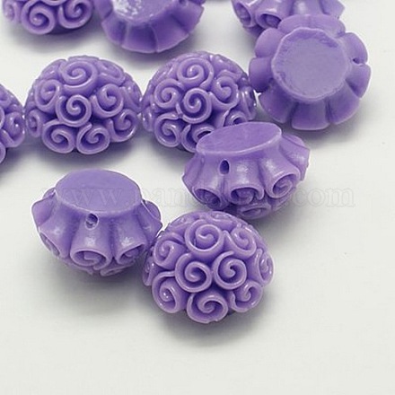 Medium Purple Resin Flower Beads X-RESI-J016-09-1