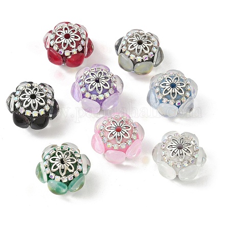 Акриловые бусины-рондели со стразами CLAY-NH0003-02AS-1