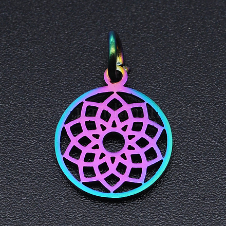 Chakra Theme Ion Plating(IP) 201 Stainless Steel Charms STAS-T054-JN403Q-2-1