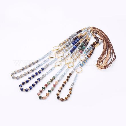 Natural Mixed Stone Beaded Necklaces NJEW-P188-M-1