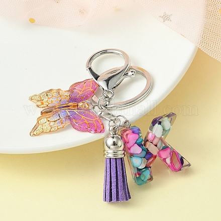 Resin Letter & Acrylic Butterfly Charms Keychain KEYC-YW00001-11-1