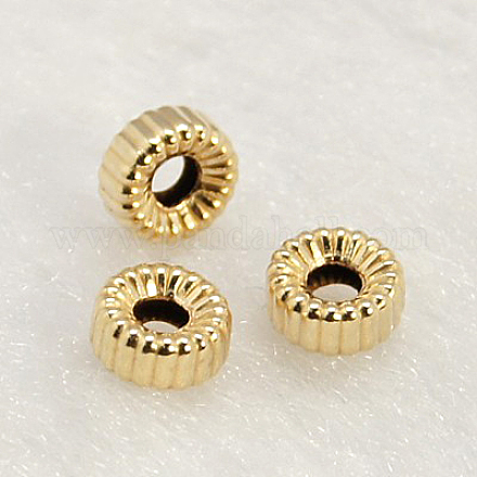 Perles ondulées fourrées d'or jaune X-KK-G157-4x2mm-3-1