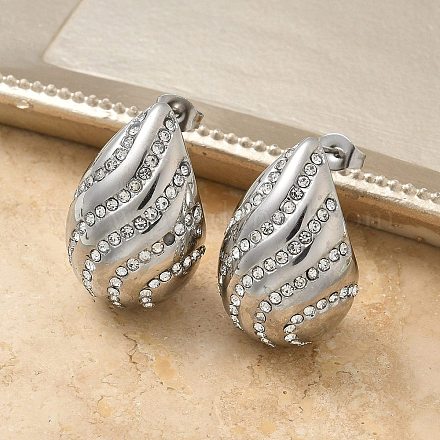 Серьги-гвоздики в форме капли из нержавеющей стали 304 EJEW-B108-07P-1