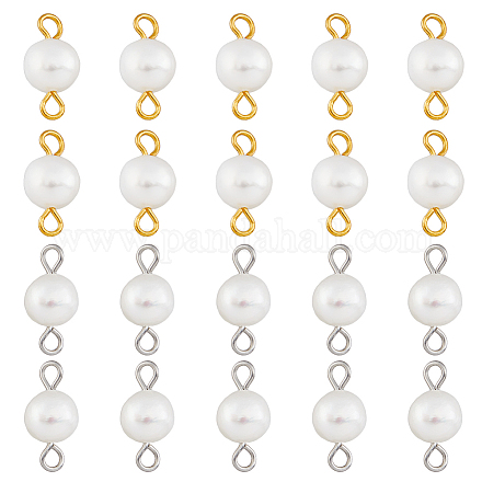 40 pièces 2 couleurs breloques de connecteur de perles d'eau douce naturelles PALLOY-AB00067-1