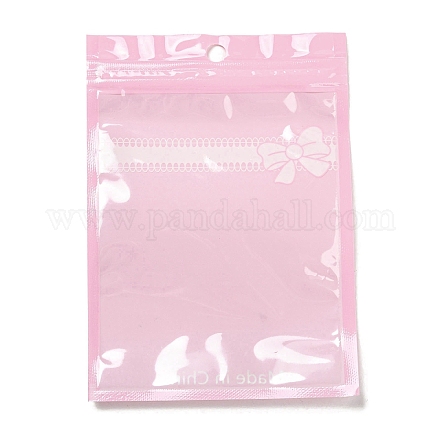 プラスチック包装のジップロック袋  クリアウィンドウ付き  トップセルフシールパウチ  長方形  ピンク  15x10.5x0.15cm  片側の厚さ：2.5ミル（0.065mm） OPP-D003-03D-1