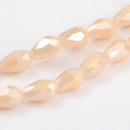 AB Color Plated Faceted Teardrop Glass Beads Strands EGLA-J060-AB01-1