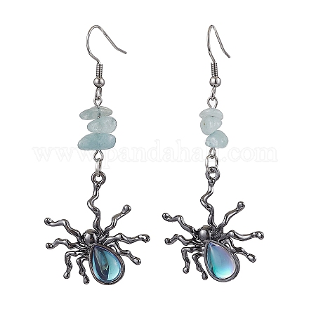 Подвески-пауки из сплава смолы на Хэллоуин и серьги-подвески из нержавеющей стали 304 для женщин EJEW-JE06233-1