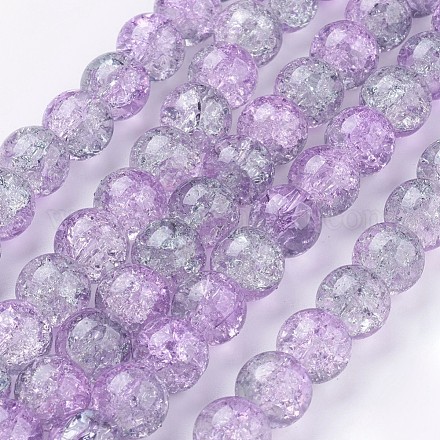 Perles en verre craquelé rondes transparentes avec deux tons X-CCG-Q002-10mm-02-1