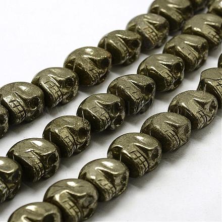 Electroplated Natural Pyrite Beads Strands G-N0258-M-01-1
