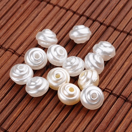 Spiral Imitation Pearl Acrylic Beads OACR-L004-2335-1