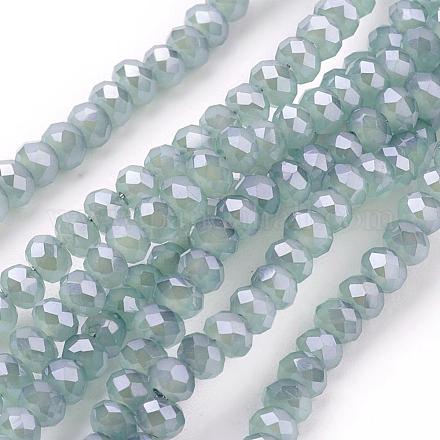 Galvanisierte imitatorische Jade Glasperlen Stränge EGLA-J025-F08-1