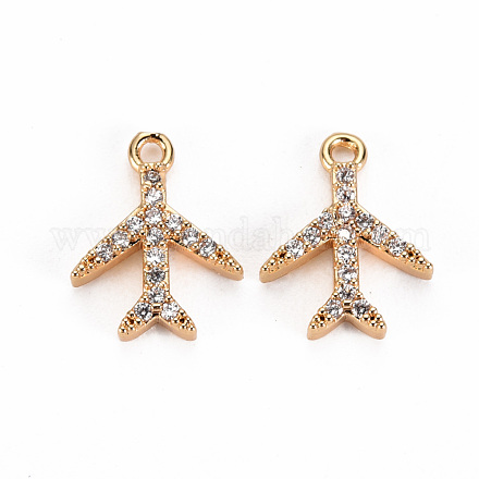 Brass Micro Pave Clear Cubic Zirconia Charms X-KK-S360-122-NF-1