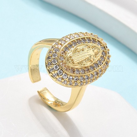 Латунные кольца-манжеты с микропаве и прозрачным цирконием для женщин RJEW-C126-16G-1