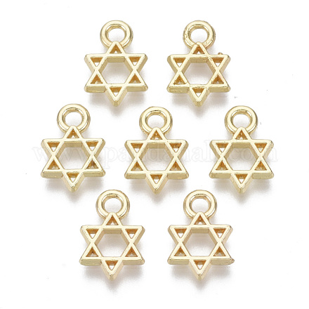 合金チャーム  ユダヤ人のために  ダビデの星  ライトゴールド  12x8x1.5mm  穴：2mm PALLOY-S132-084-1