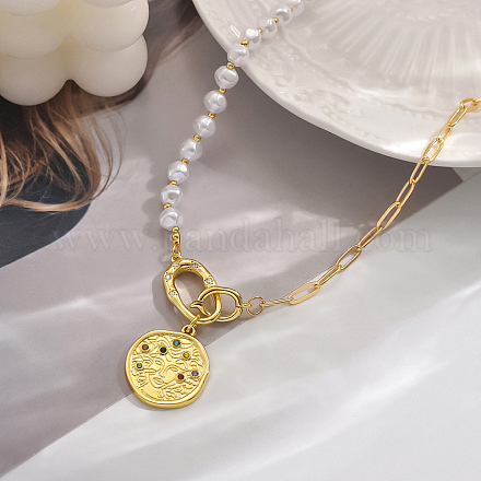 Элегантные ожерелья с подвесками из латуни и ракушечного жемчуга для женщин DM0082-2-1