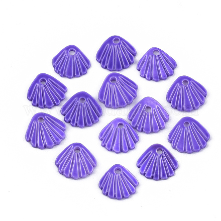 スプレープリント淡水シェルペンダント  シェル  紫色のメディア  10.5x10x1.5mm  穴：1.2mm SHEL-S276-17C-1