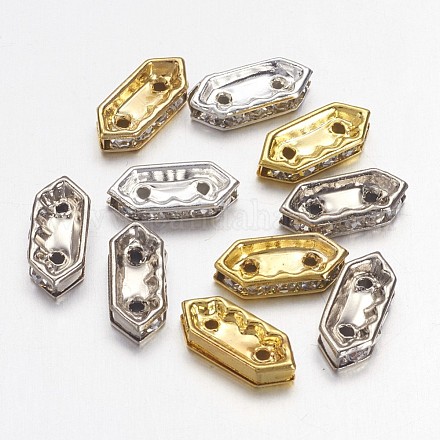 Mixed Color Rhombus Brass Middle East Rhinestone Bridge Spacers X-RSB021NF-M-1